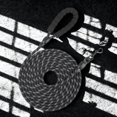 longe pour chien couleur noir sur roche