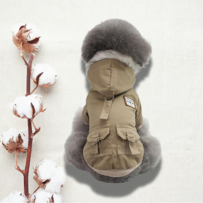 manteau chien kaki fleur coton