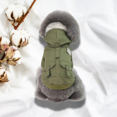 manteau chien vert arme fleur coton