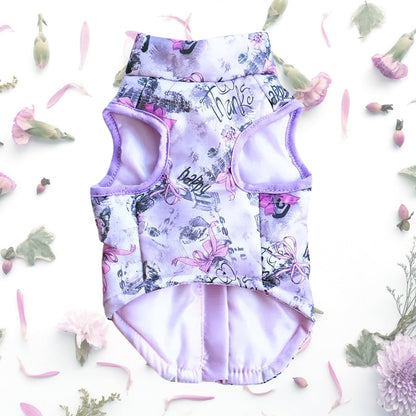 manteau pour chien couleur violet avec motif happy