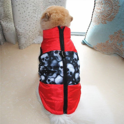 manteau pour chien model rouge motif tete mort