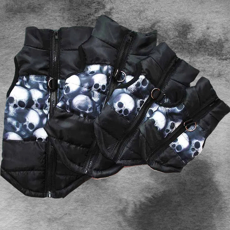 manteau pour chien noir motif tete de mort