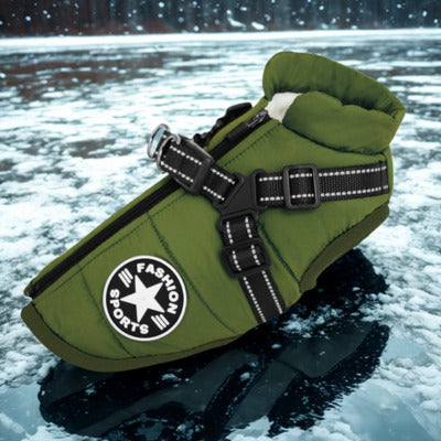 manteau pour chien vert arme glace hivers
