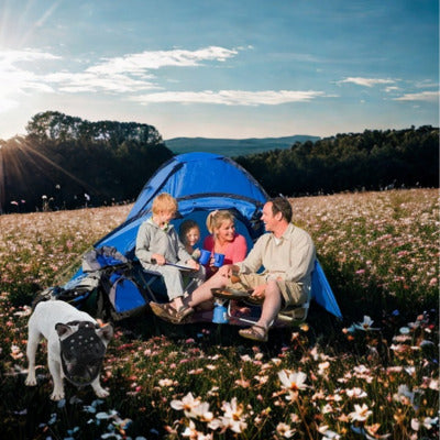 museliere bouledogue francais securite camping montagne champ ciel bleu