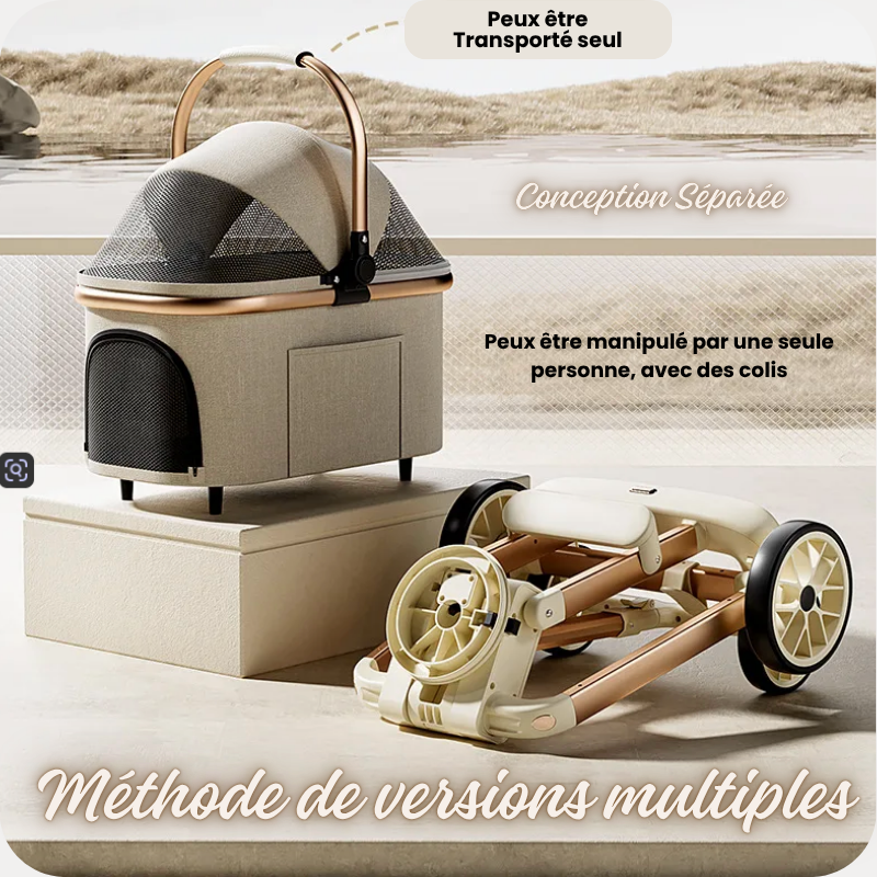 poussette pour chien manipulle par une main methode version multiples