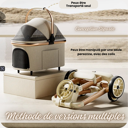 poussette pour chien manipulle par une main methode version multiples
