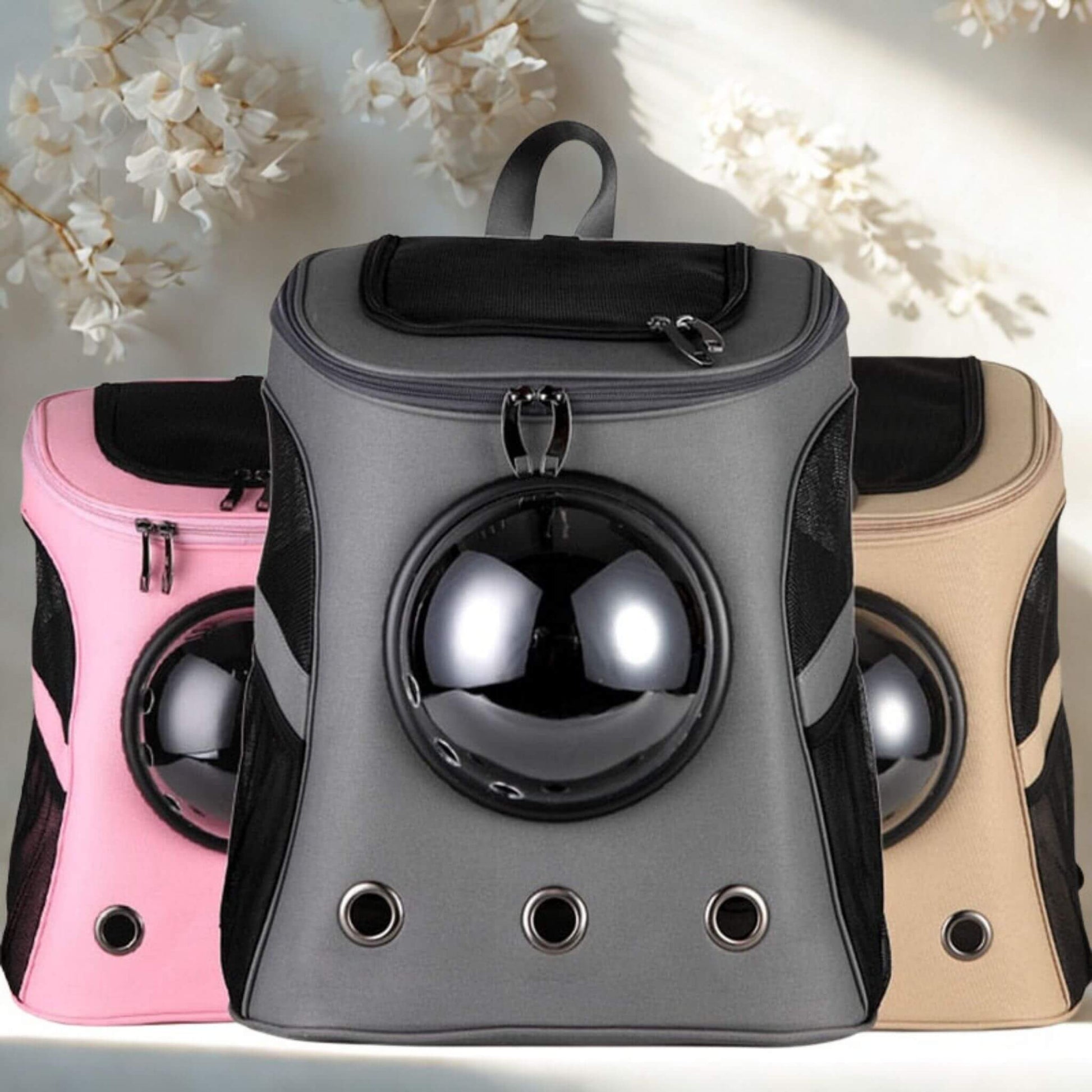 Trois choix de couleur : gris, rose et kaki avec petit fleur blanche 