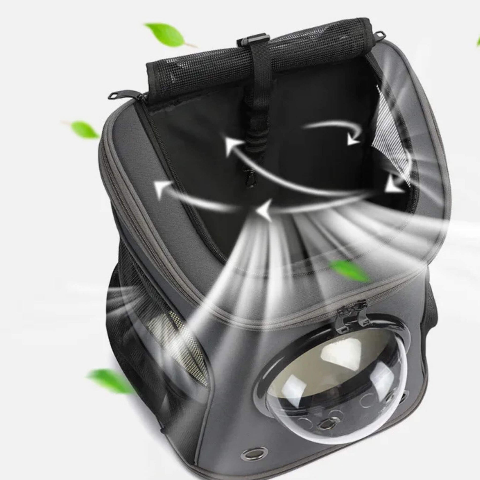 Visuel d'un sac à dos respirant avec mailles de chaque côté et sur le dessus 