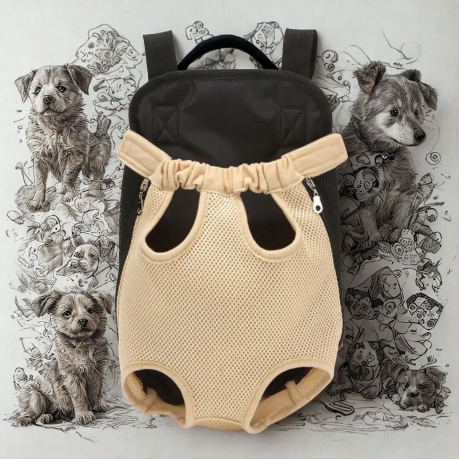 sac de transport chien canisac-couleur beige-croquis chien