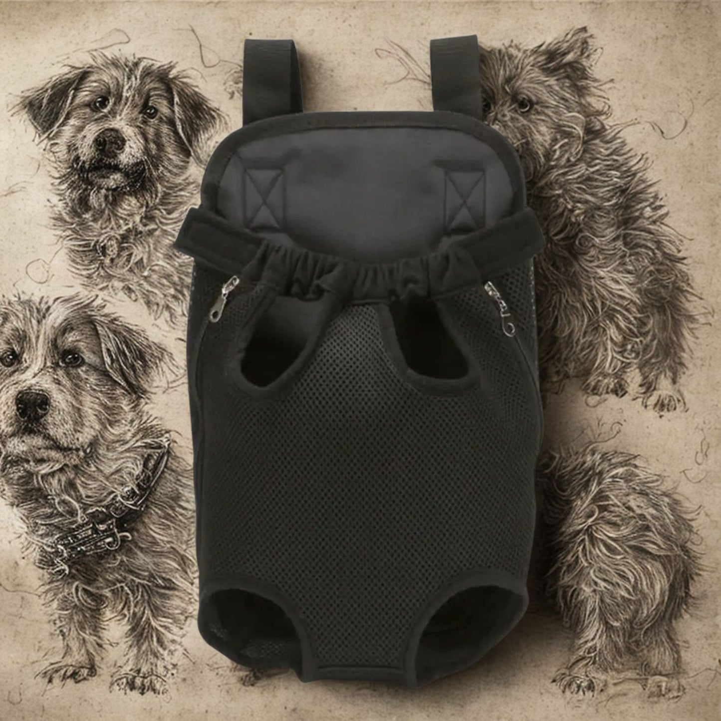 sac de transport chien canisac-couleur noir-croquis chien