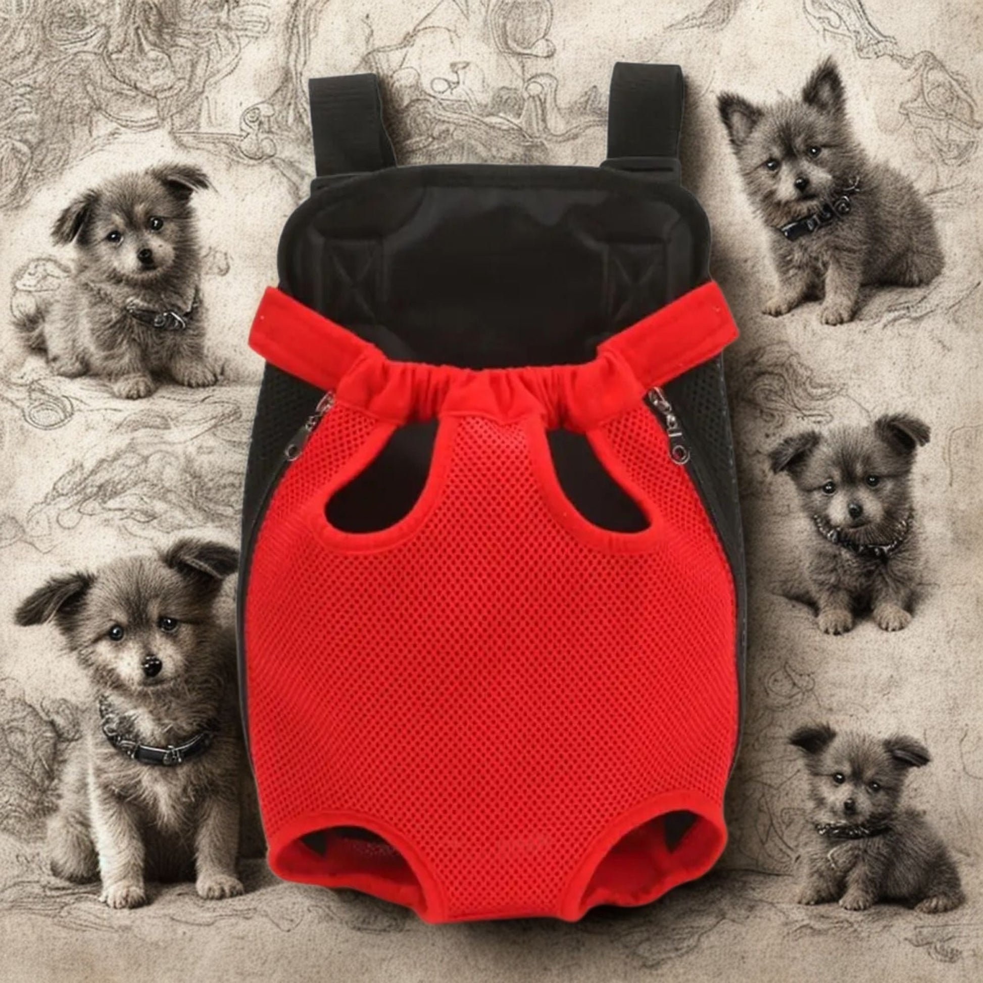 sac de transport chien canisac-couleur rouge-croquis chien