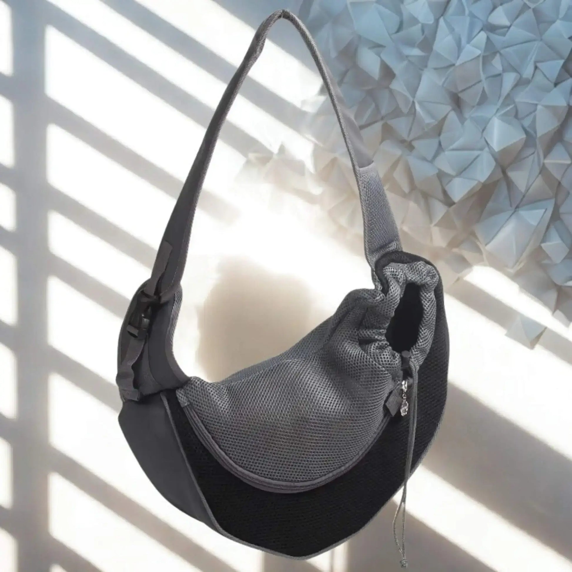Un sac de transport pour chien de couleur noire.