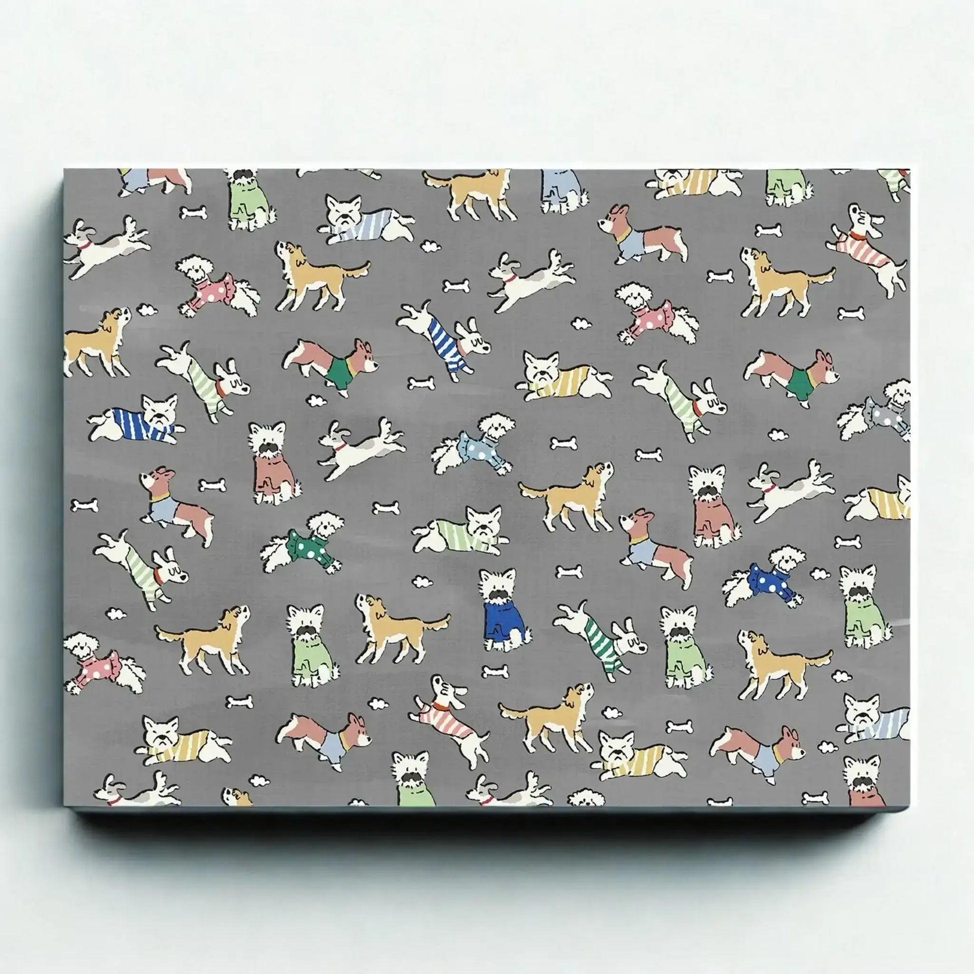 Un tapis frais pour chien de couleur grise avec motif de chien.